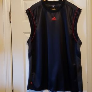 Adidas Sleeveless Top- Black & Red, Size 2XL